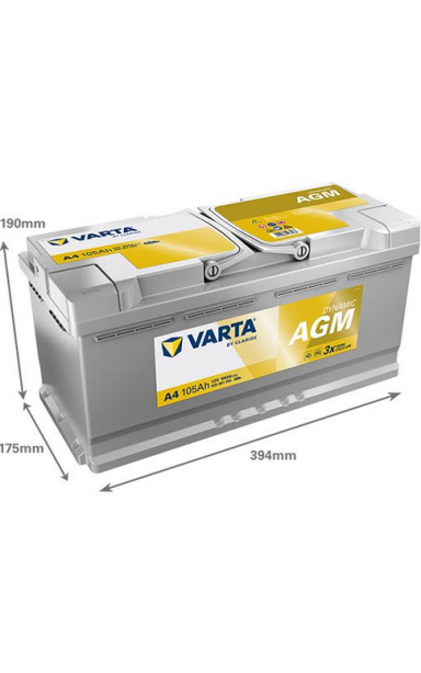 Akumuliatorius VARTA 12V 105Ah/950A START&STOP AGM (D+ standartinis)