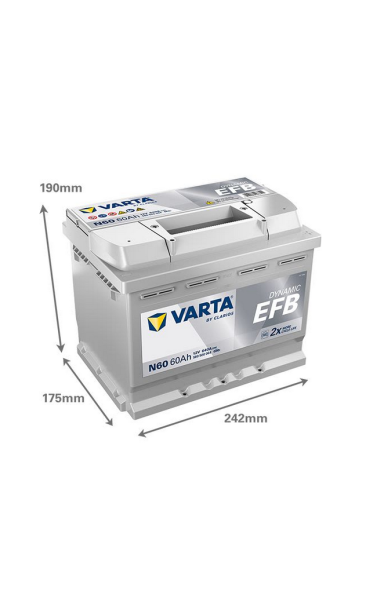 Akumuliatorius VARTA 12V 60Ah/640A START&STOP EFB (D+ standartinis)