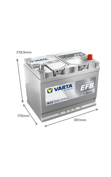 Akumuliatorius VARTA 12V 72Ah/760A START&STOP EFB (D+ standartinis)