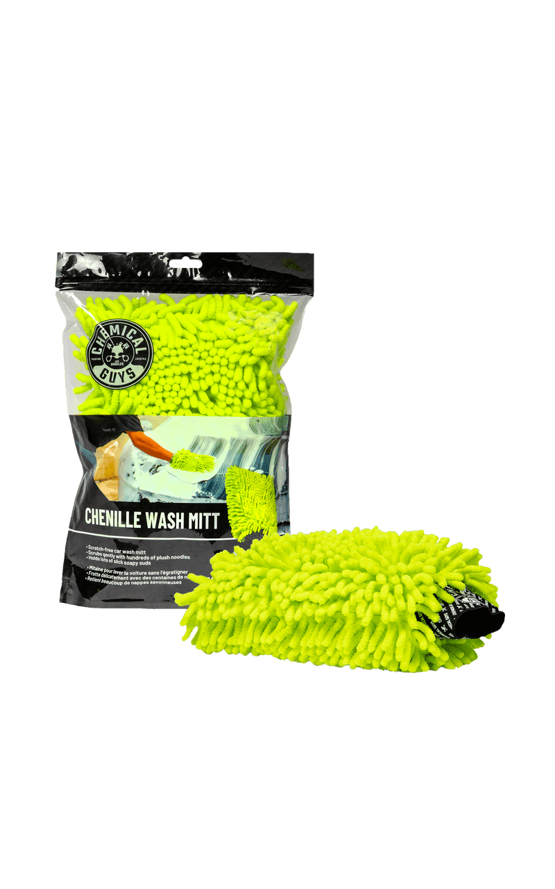 Chemical Guys Chenille Premium Wash Mitt žalia mikropluošto plovimo pirštinė