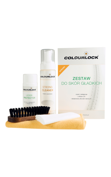 Colourlock Strong rinkinys senesnei odai – odinių automobilių salonų ir baldų intensyvaus valymo bei priežiūros rinkinys
