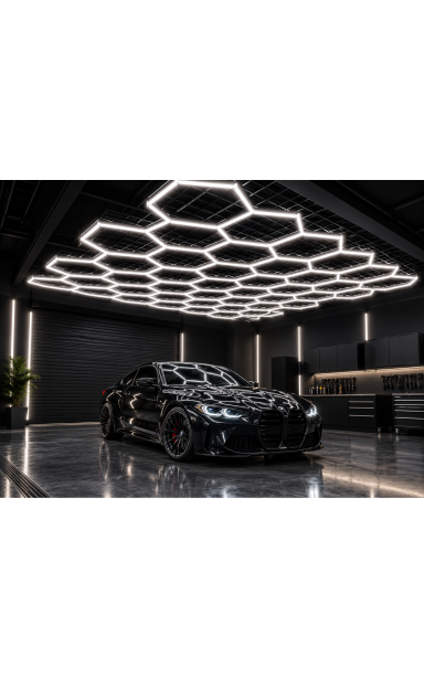 LED Hexagon garažo ir studijos šviestuvas 2,44 × 4,85 m