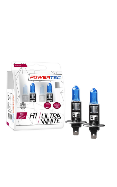 Lemputė H1 12V 55W, 5000K Powertec Ultra White