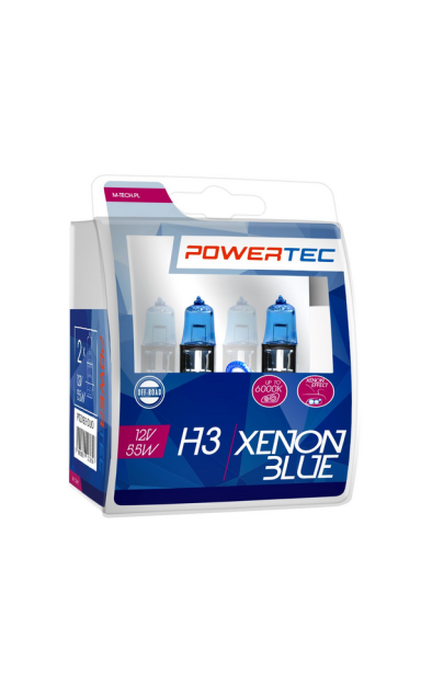 Lemputė H3 12V 55W, 6000K Powertec 2vnt