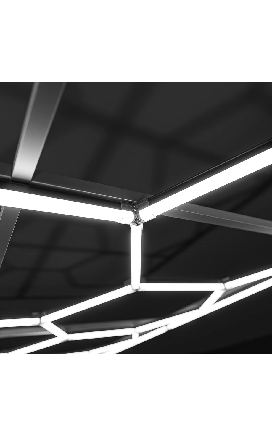 LED Hexagon garažo ir studijos šviestuvas 2,44 × 4,85 m 1