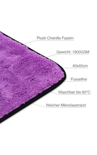 Profesionali mikropluošto džiovinimo šluostė Purple Monster 1800 GSM Profesionali mikropluošto džiovinimo šluostė Purple Monster 1800 GSM