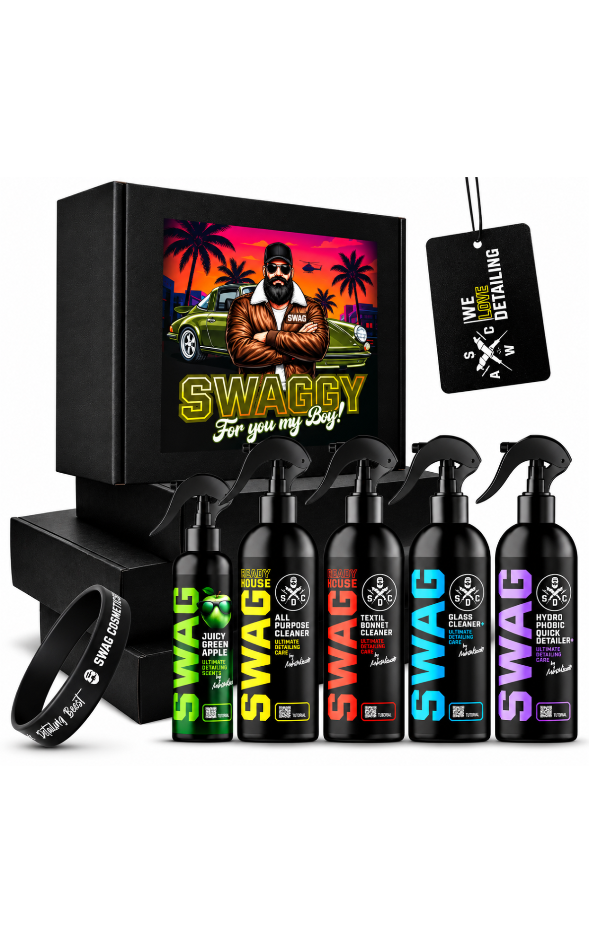 SWAG MEN GIFT BOX – automobilio priežiūros dovanų rinkinys vyrui 1